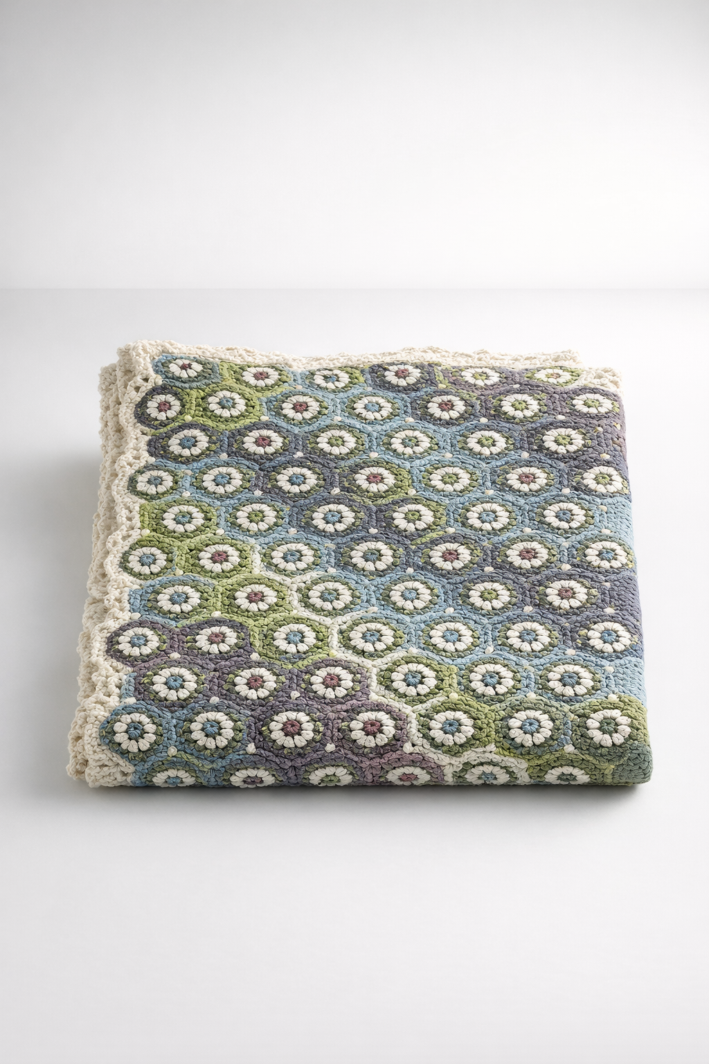 Green & Blue Crochet Throw
