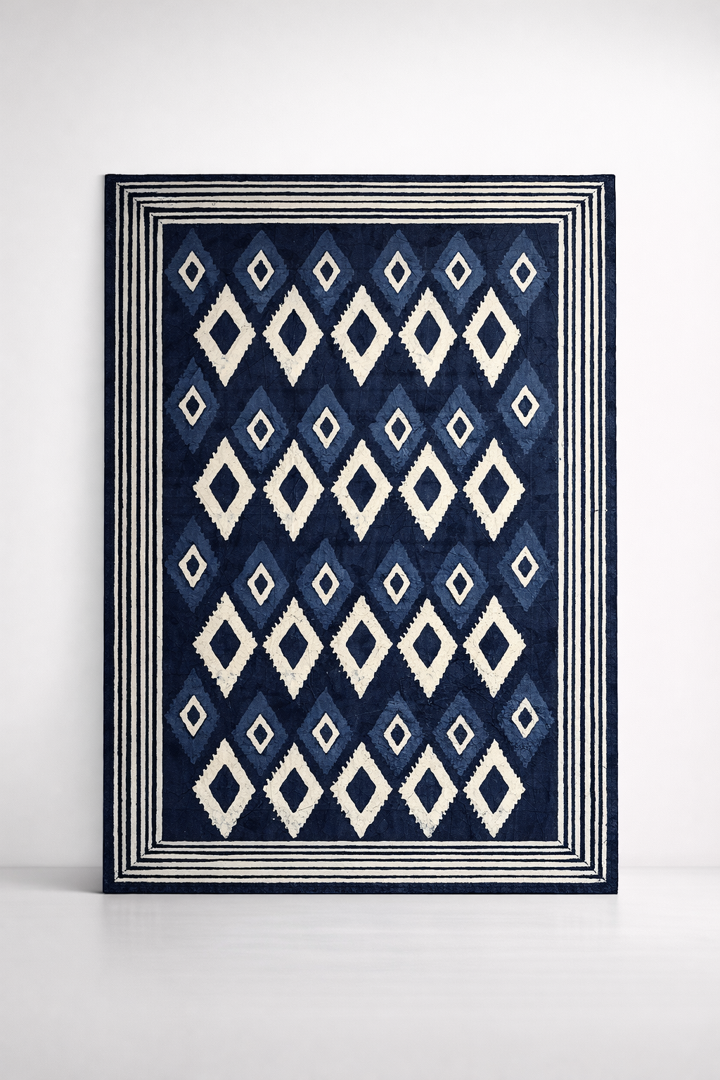 Navy & White Diamond Table Cloth
