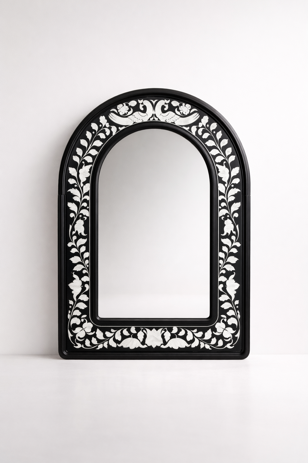 Wooden Black & White Arch Mirror