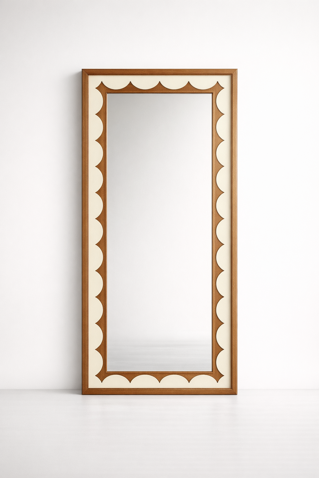 Wooden Scallop Oblong Mirror
