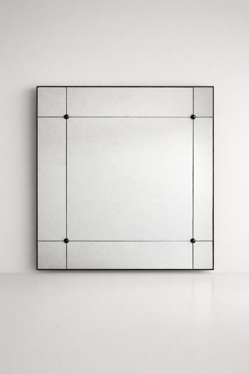 Large Square Vintage Mirror Black Metal Frame