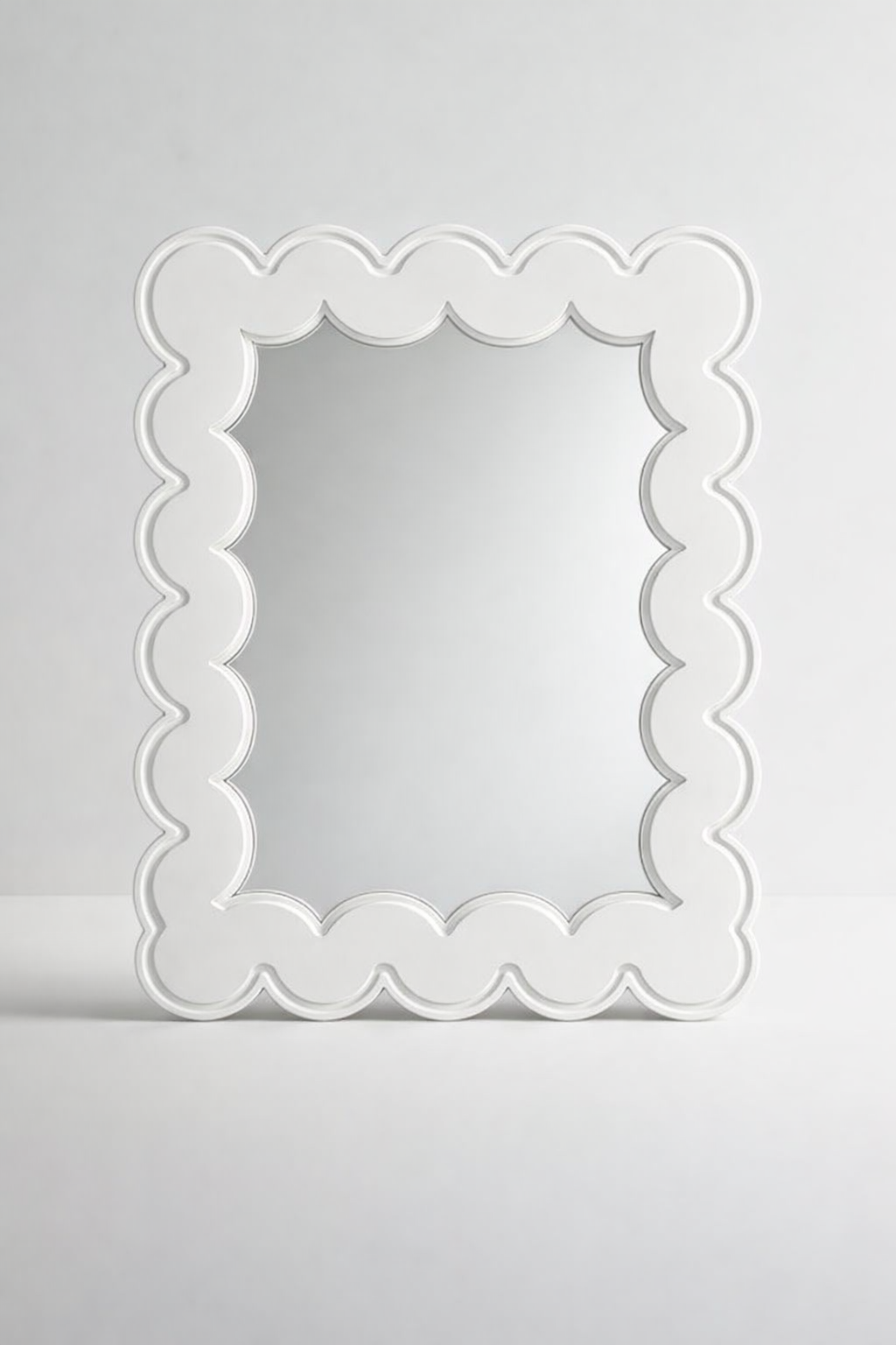 Wooden Rectangular Off White Mirror