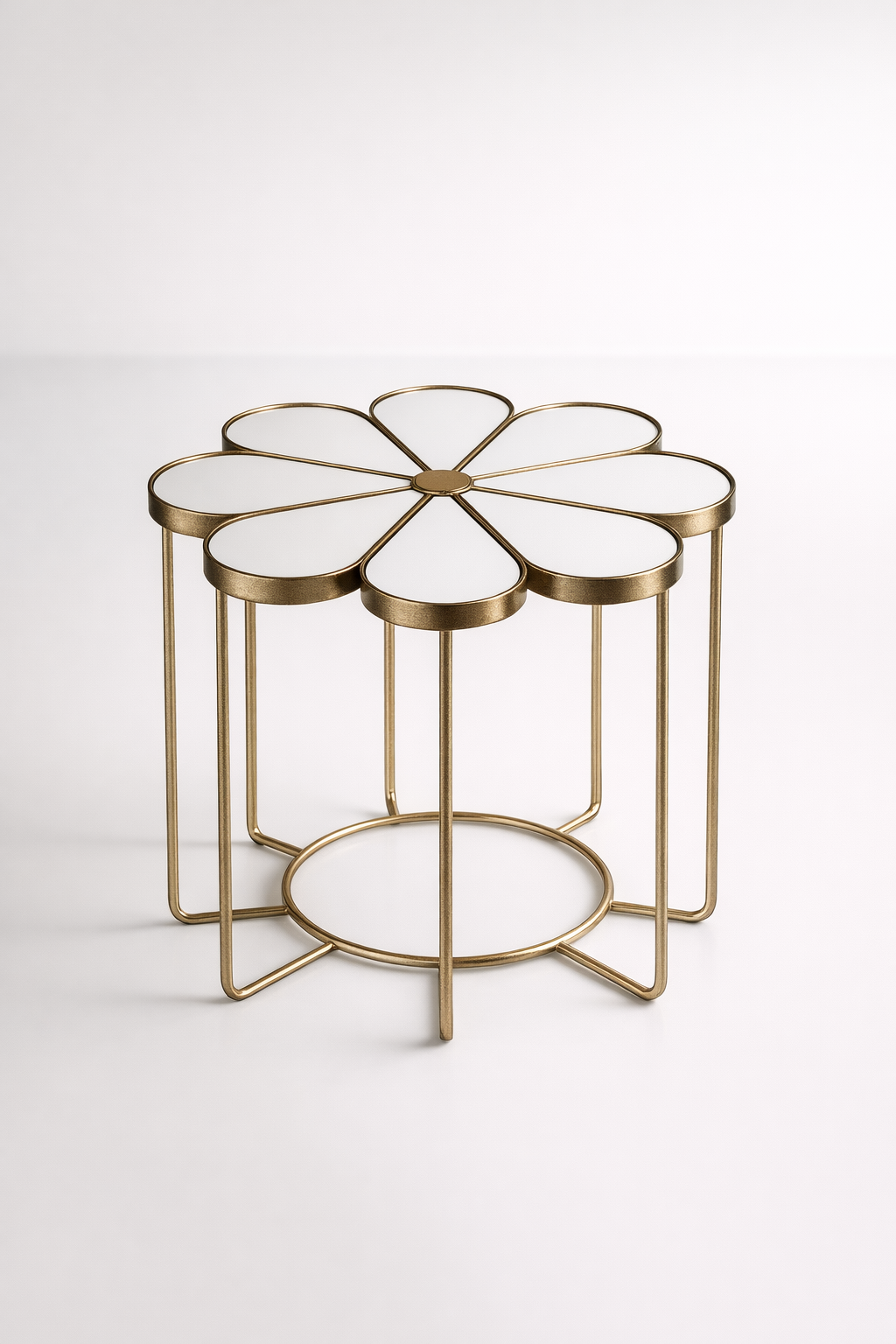 Round Petal Mirrored Table