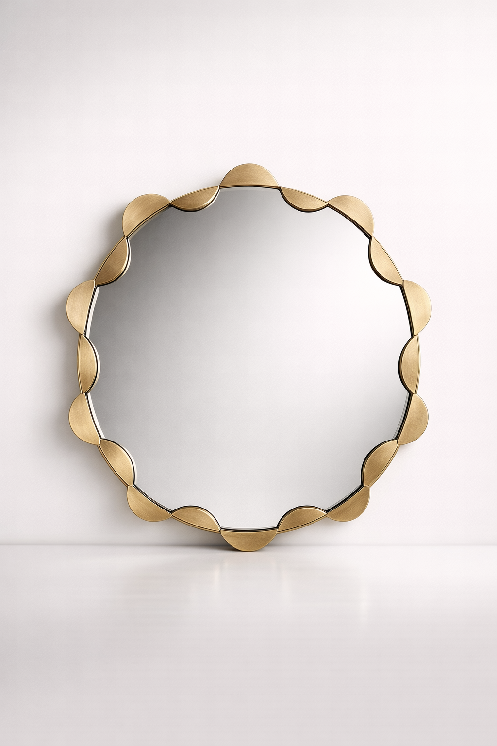 Large Gold Wavey Edge Round Mirror