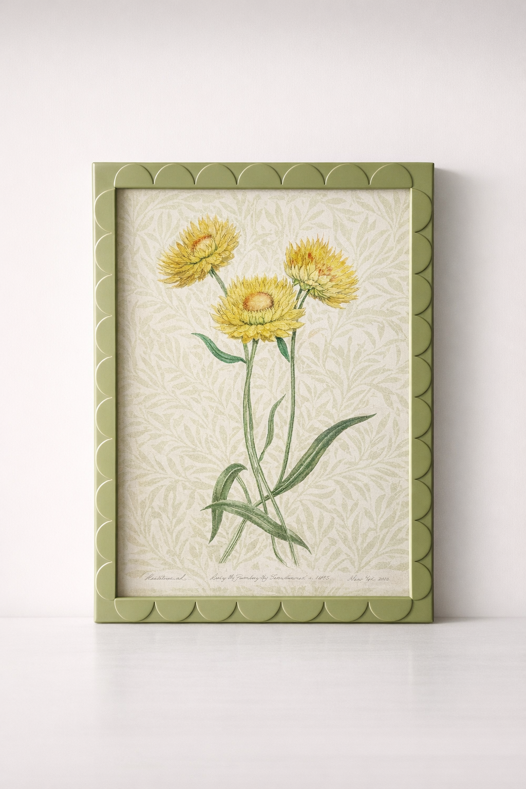Green Scallop Frame Flower Picture