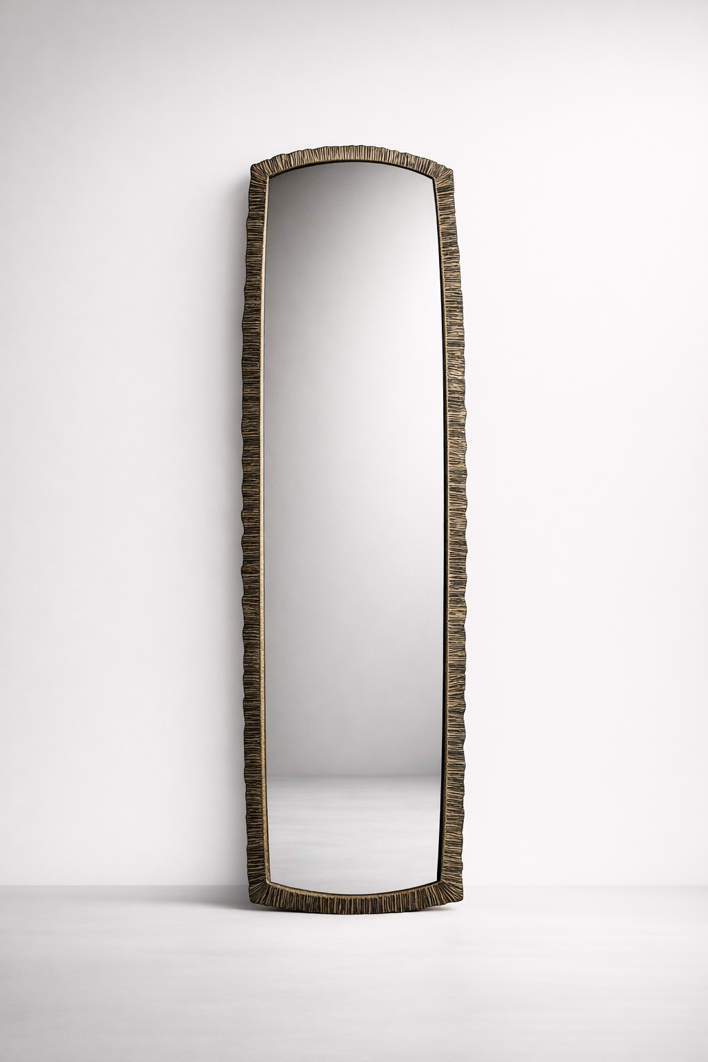 Tall Oblong Brown Gold Metal Mirror