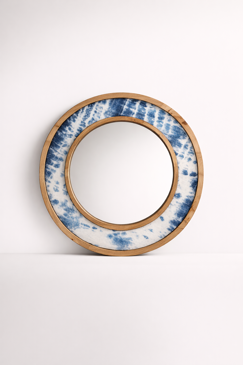 Round Wooden Tie Dye Mirror
