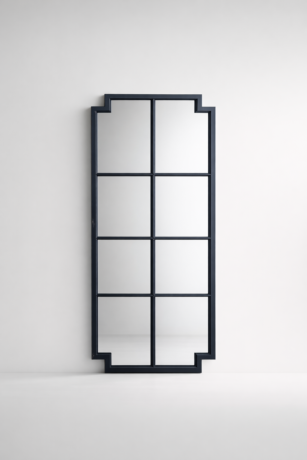 Black Distressed 8 Pane Mirror