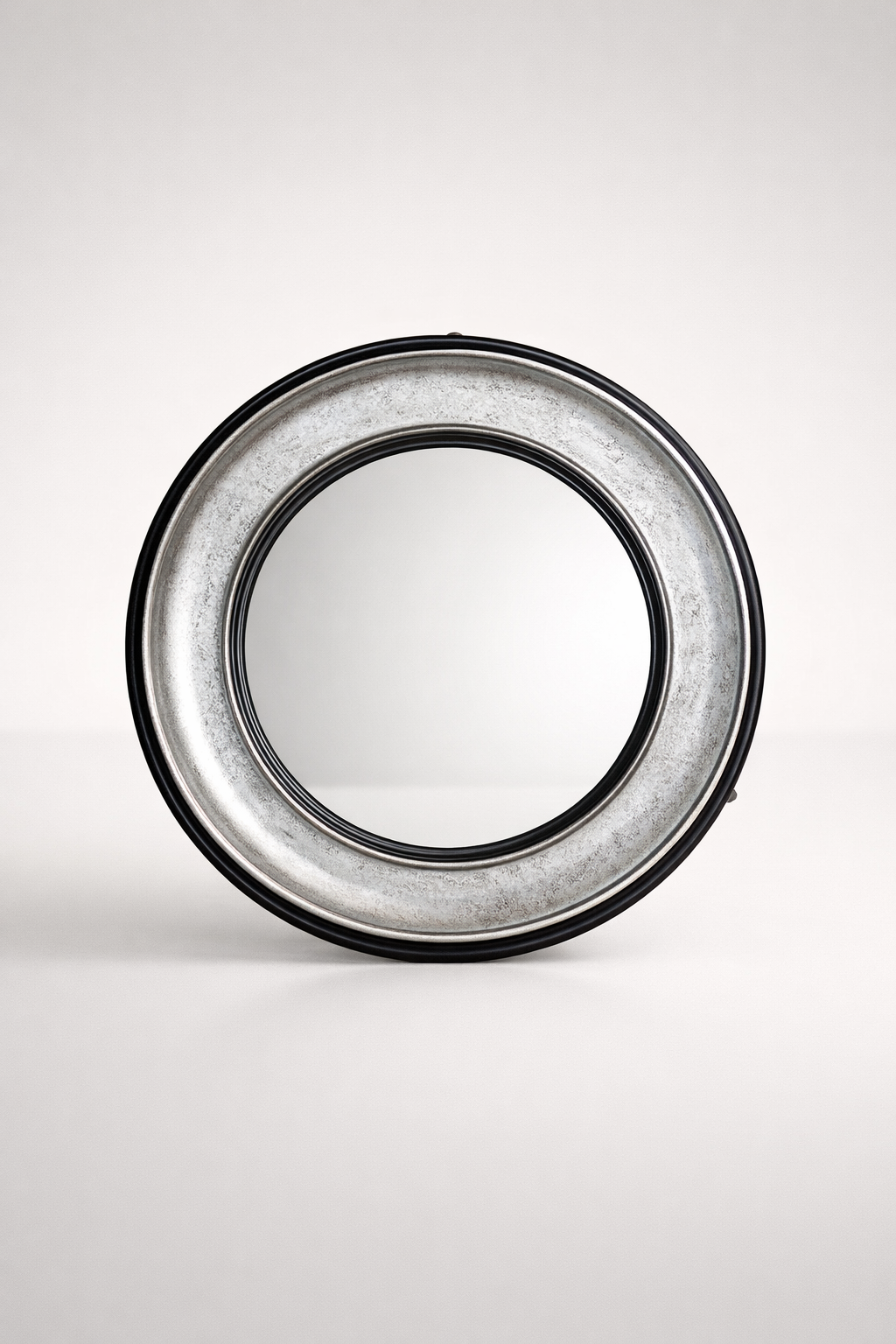 Round Silver & Black Mirror