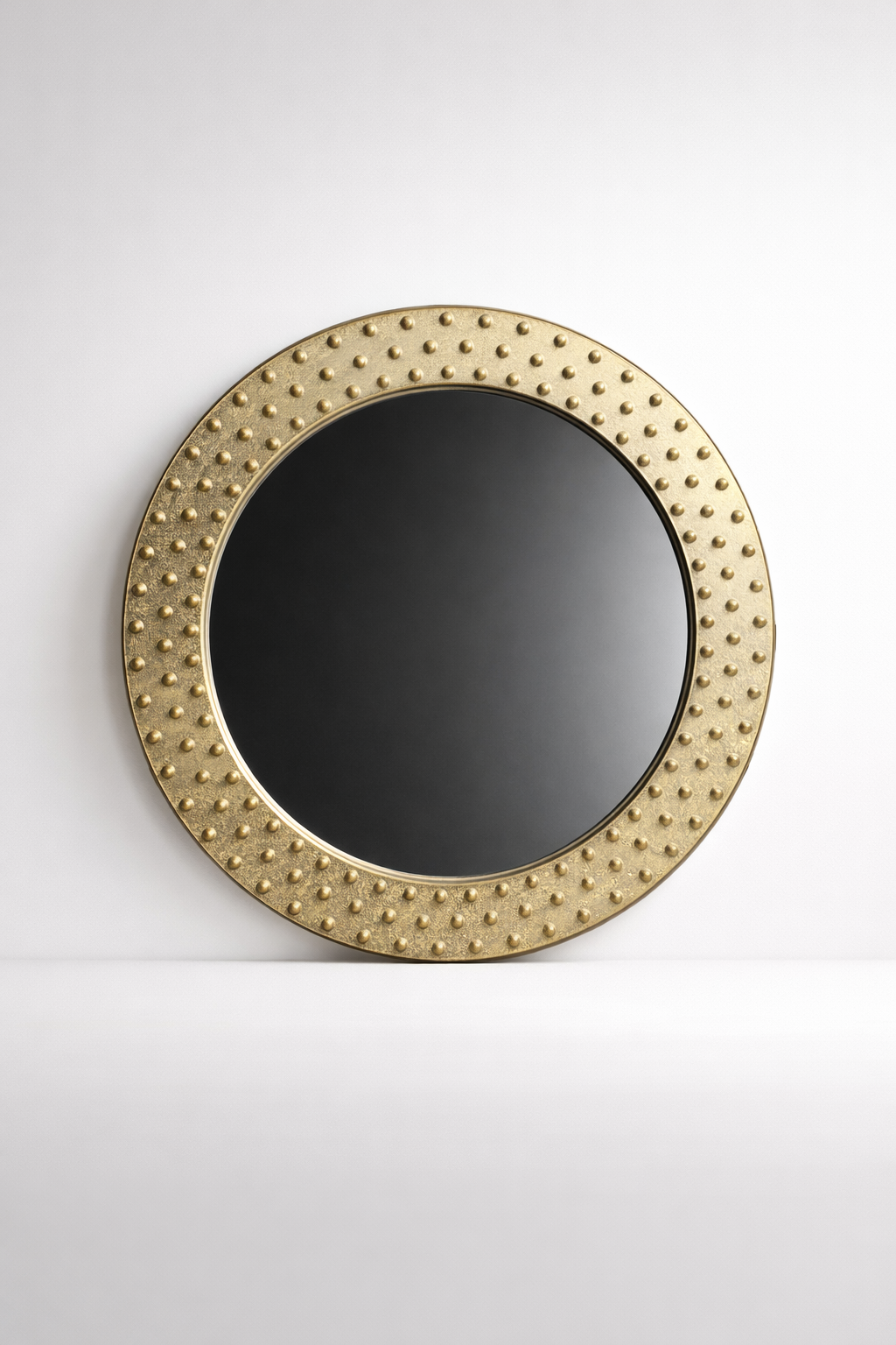 Round Pale Gold Mirror With Bobbles