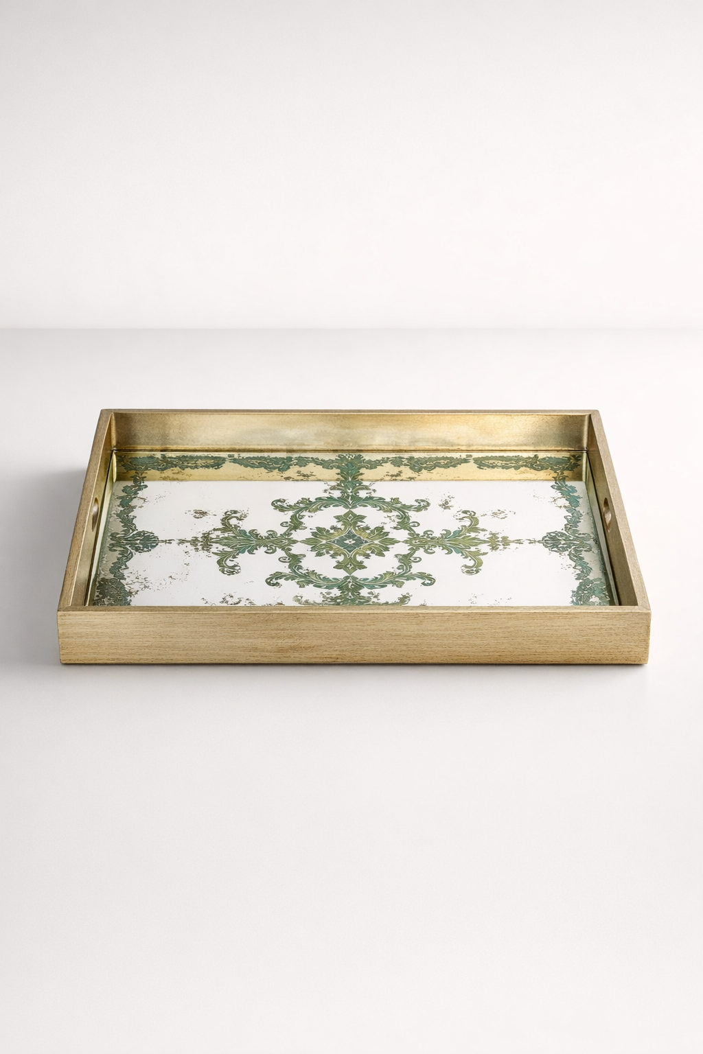 Rect. Glass Green Mirror Tray