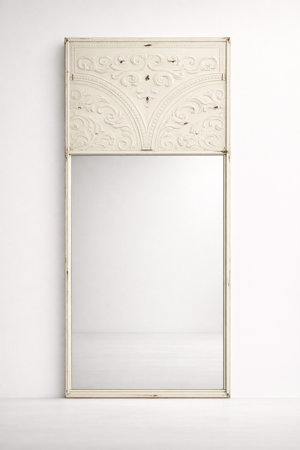 Metal Off White Embossed Mirror