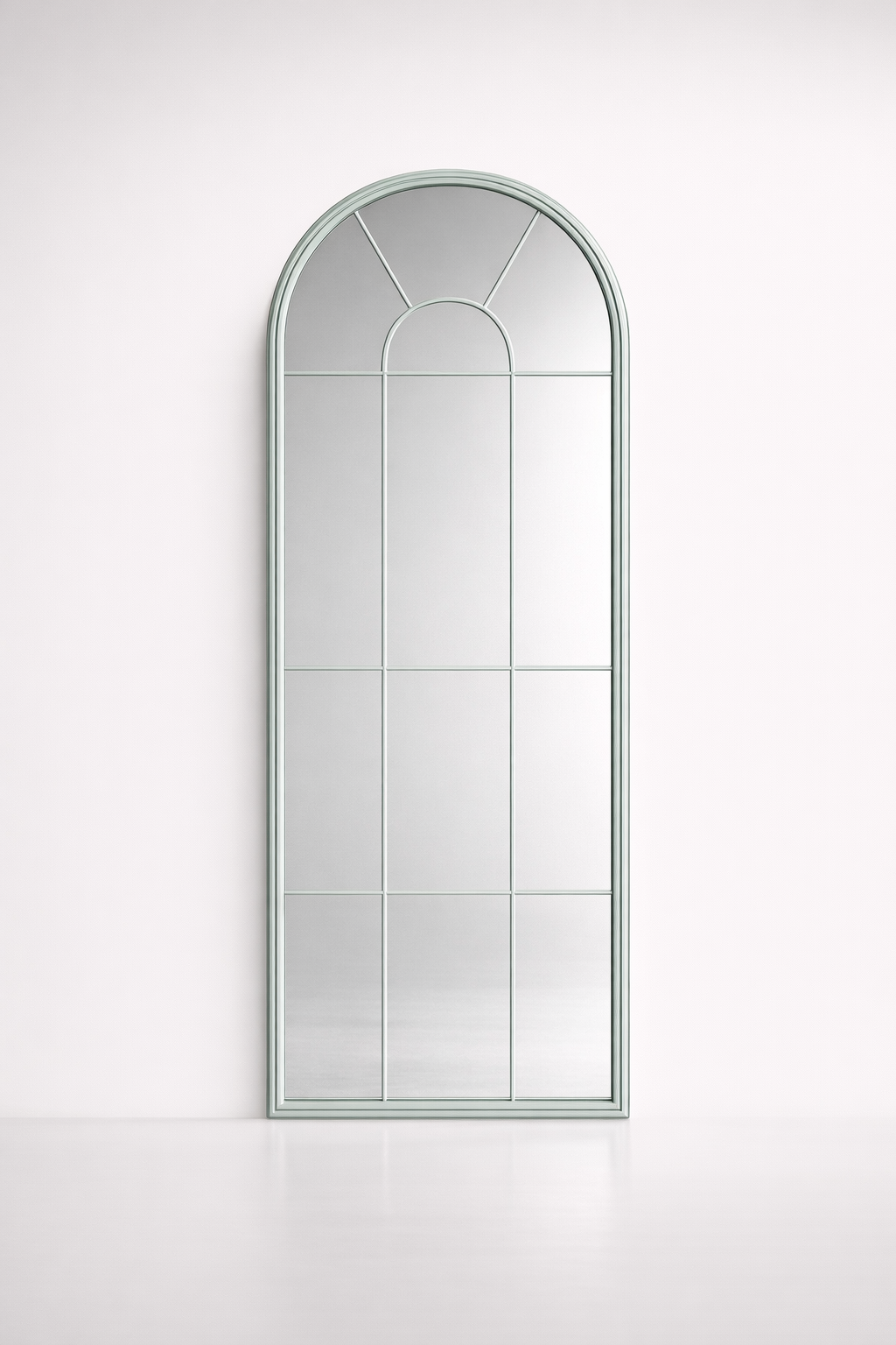 Large Blue Green Crackle Metal Arch Mirror