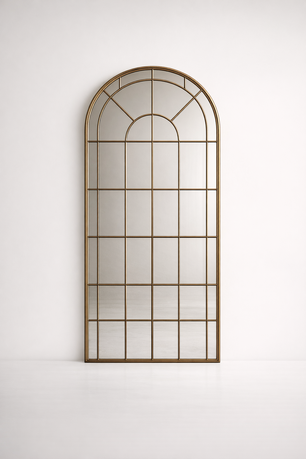 Brown Metal Arch Pane Mirror