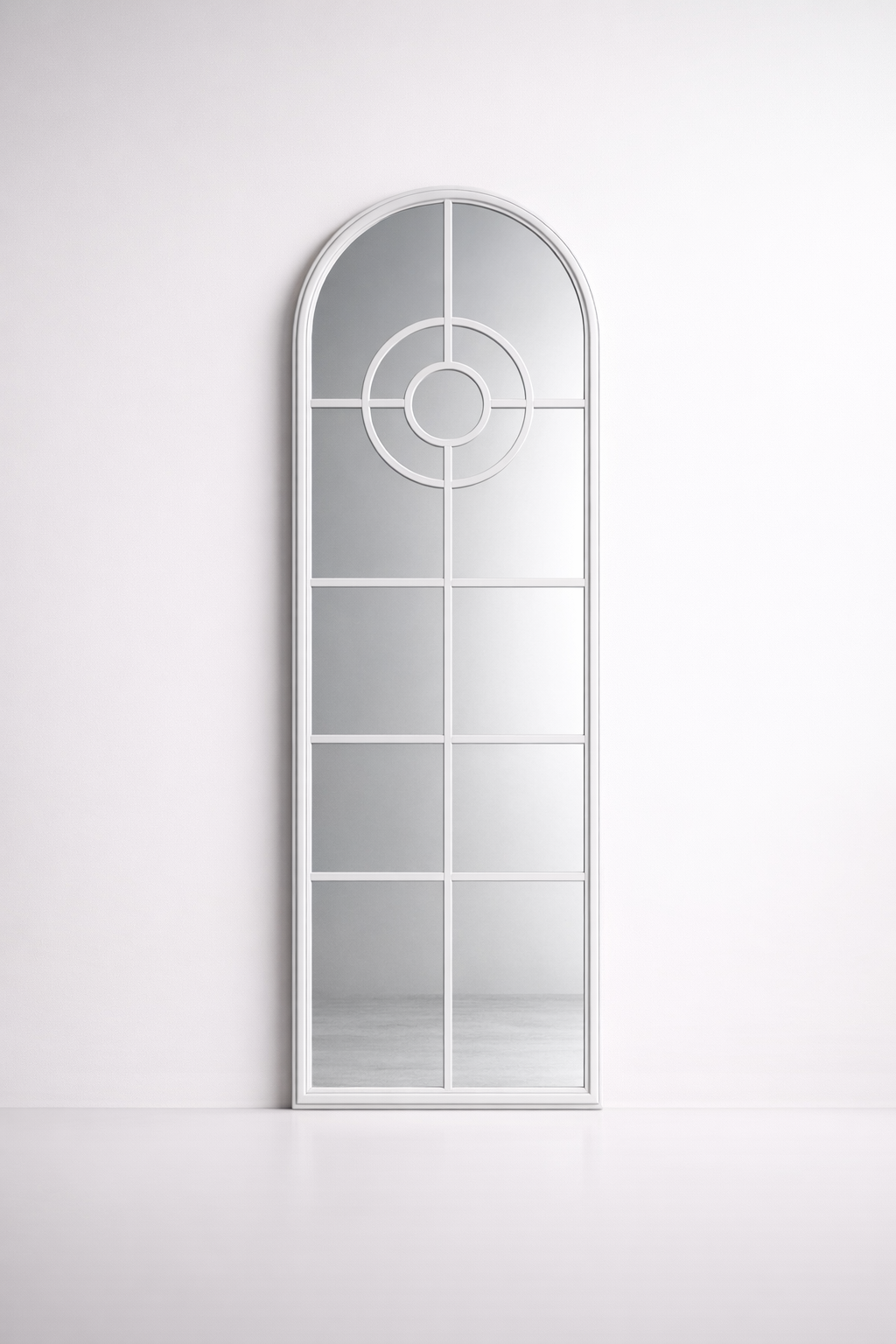 Circle Metal Arch Mirror Off White