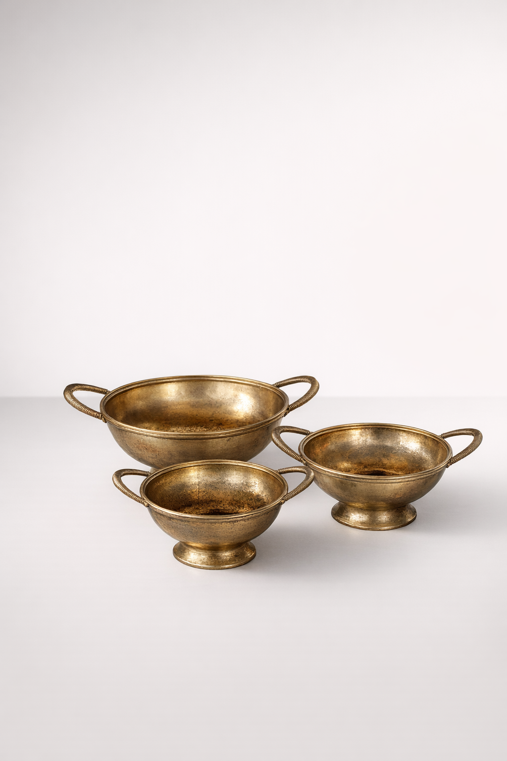 Set Of 3 Gold Metal Bowls