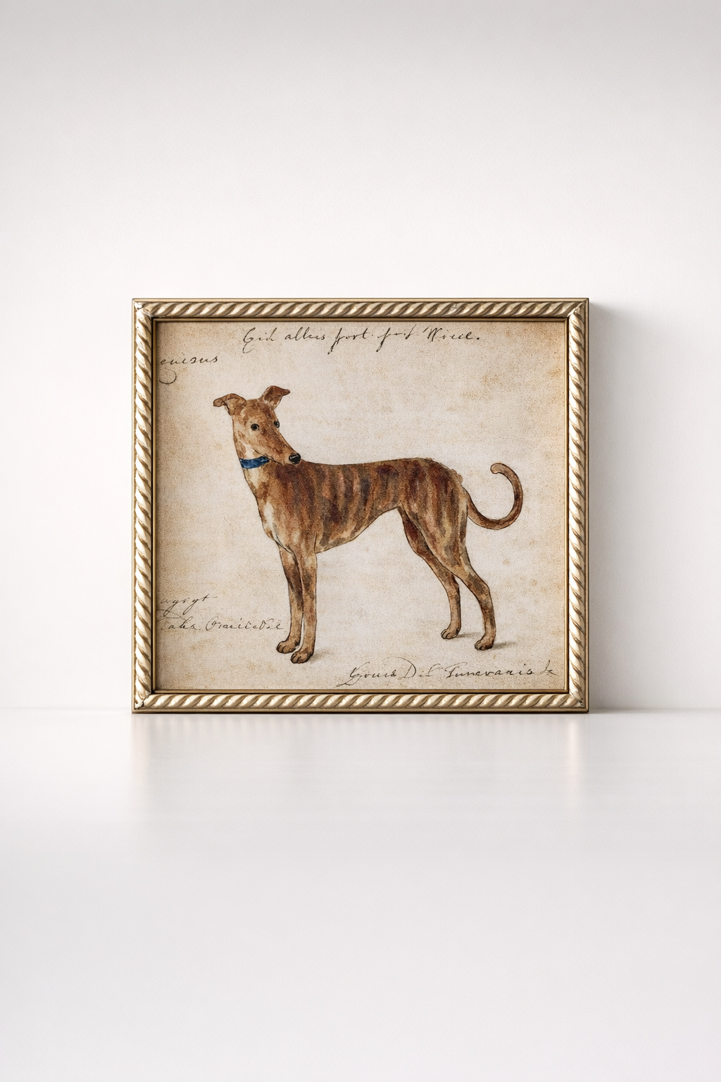 Brown Stripe Greyhound Picture Scroll Frame