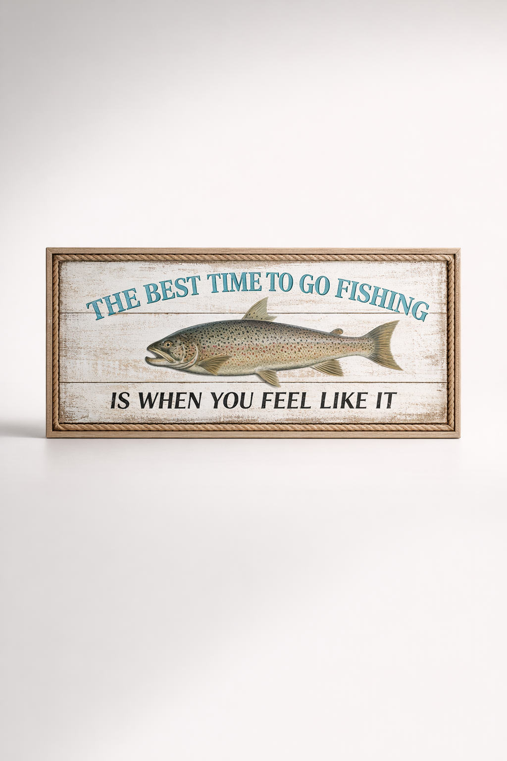 Wooden Plaque 'Best Time Fish'