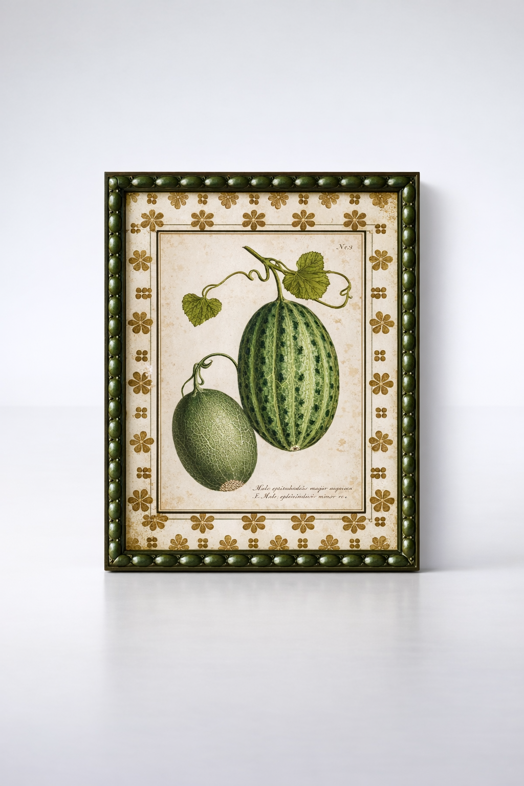 Two Green Melons Picture In Green Bobble Frame