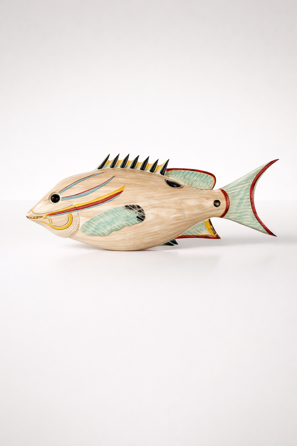 Medium Cream & Green Fish Wall Decor
