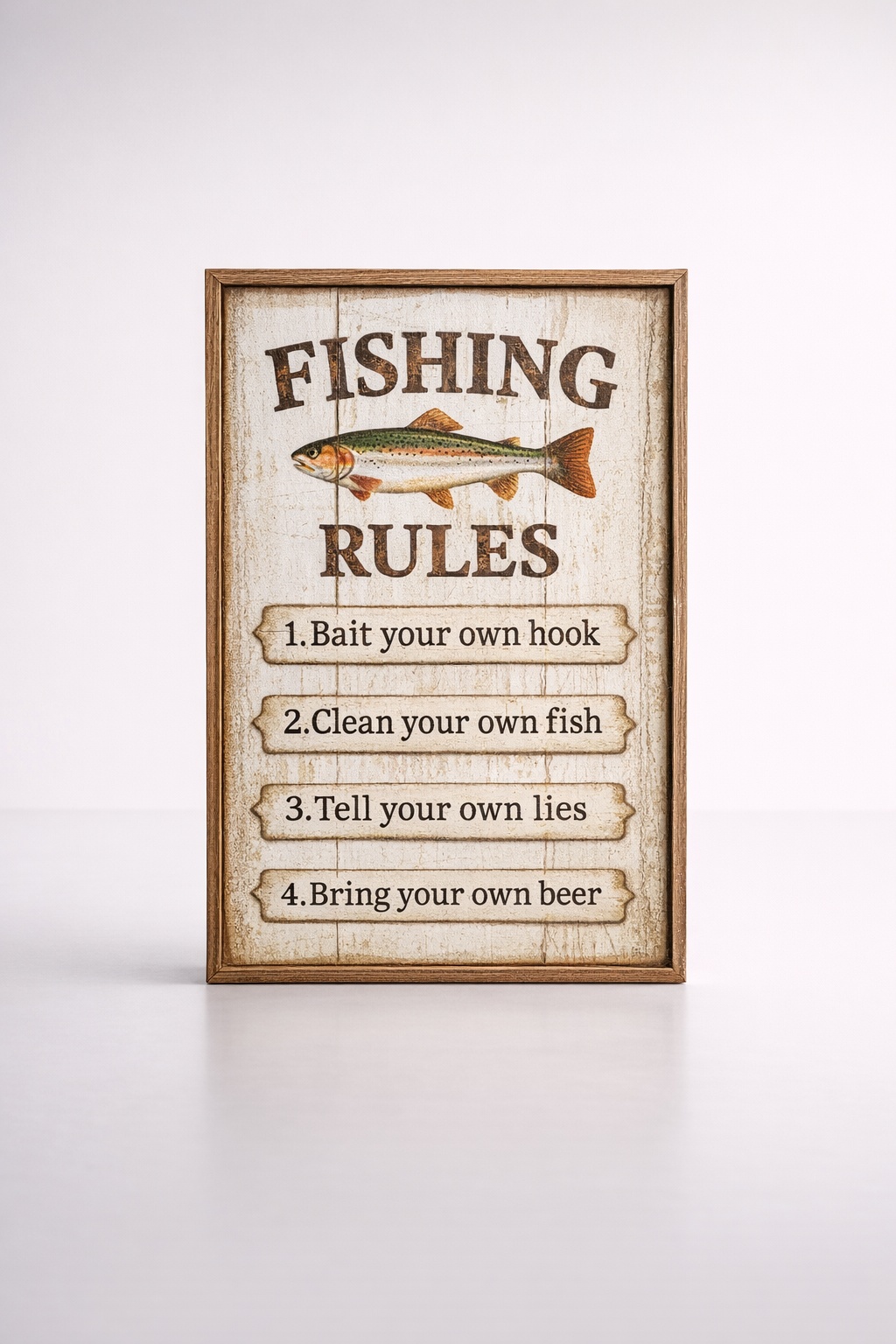 Wooden Plaque 'Fishing Rules'