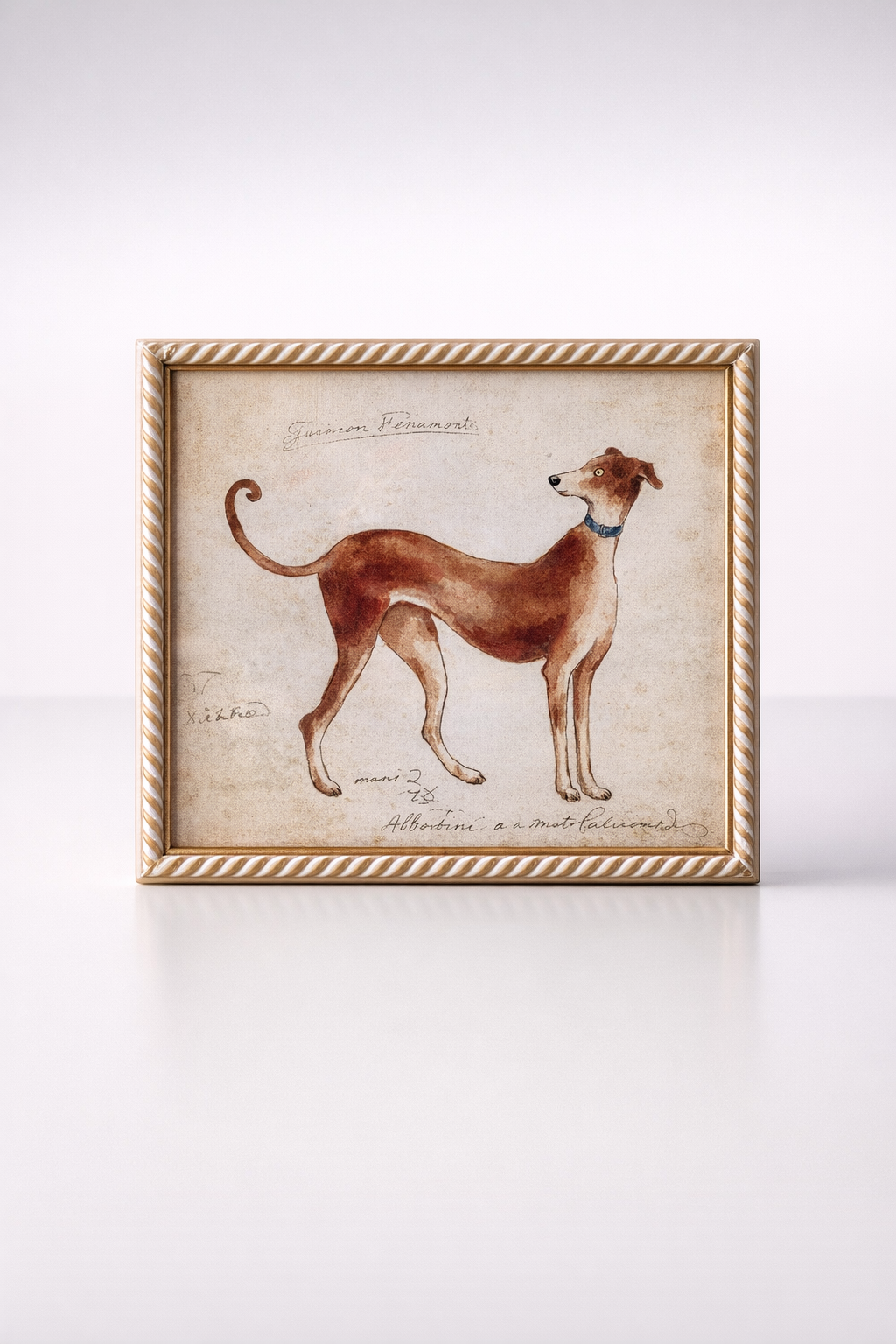 Dark Brown Greyhound Picture Scroll Frame