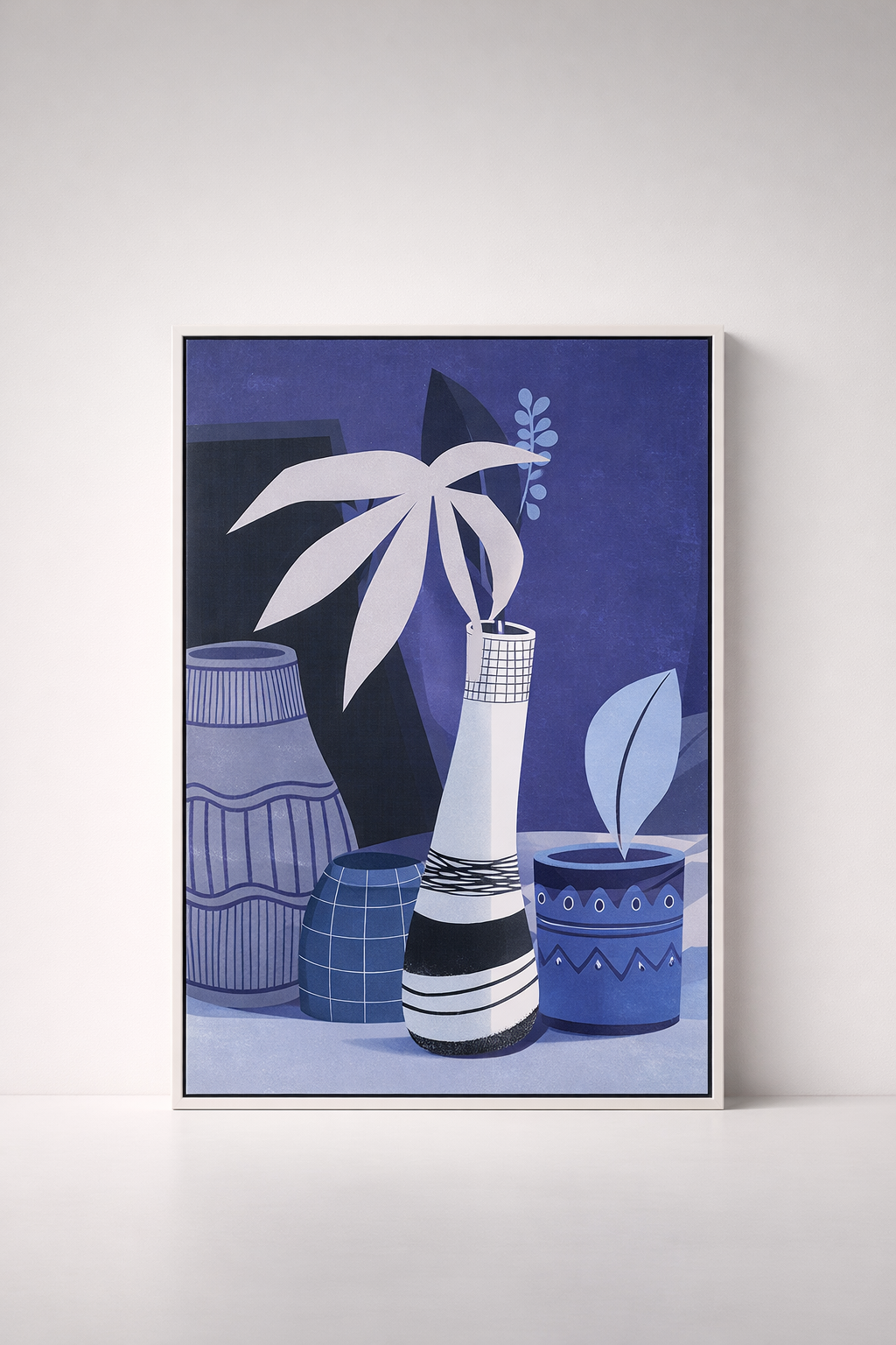 Blue, Black & White Still Life Framed Picture