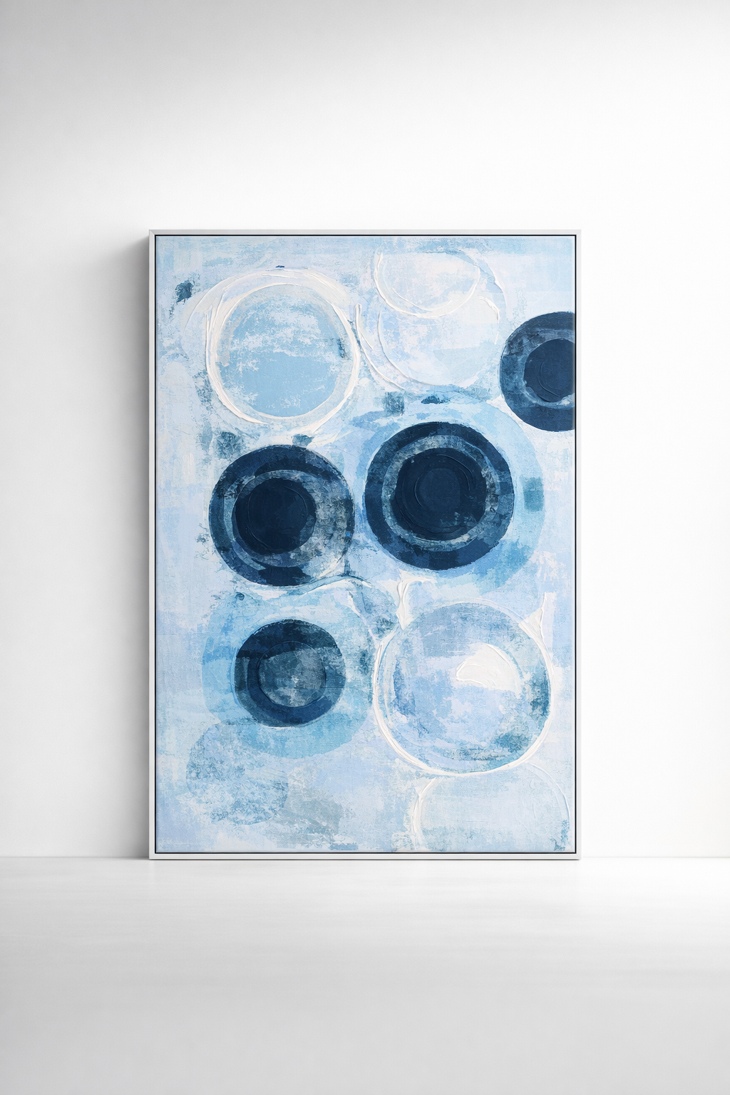 Blue & White Circle Framed Picture