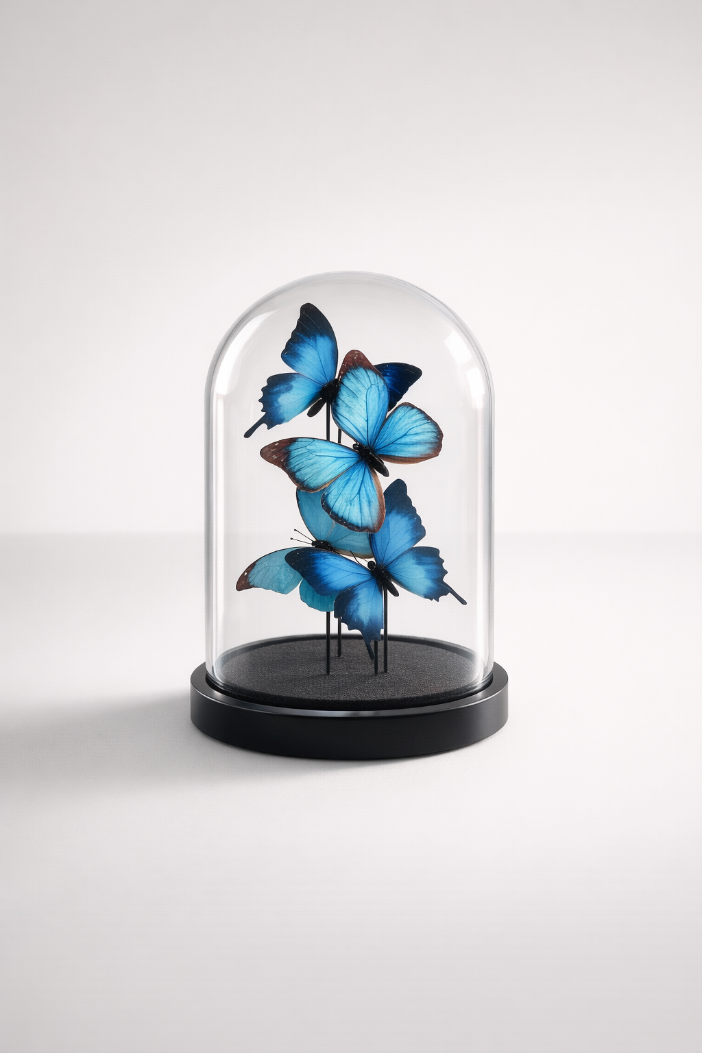 Small Glass Dome Blue Butterflies