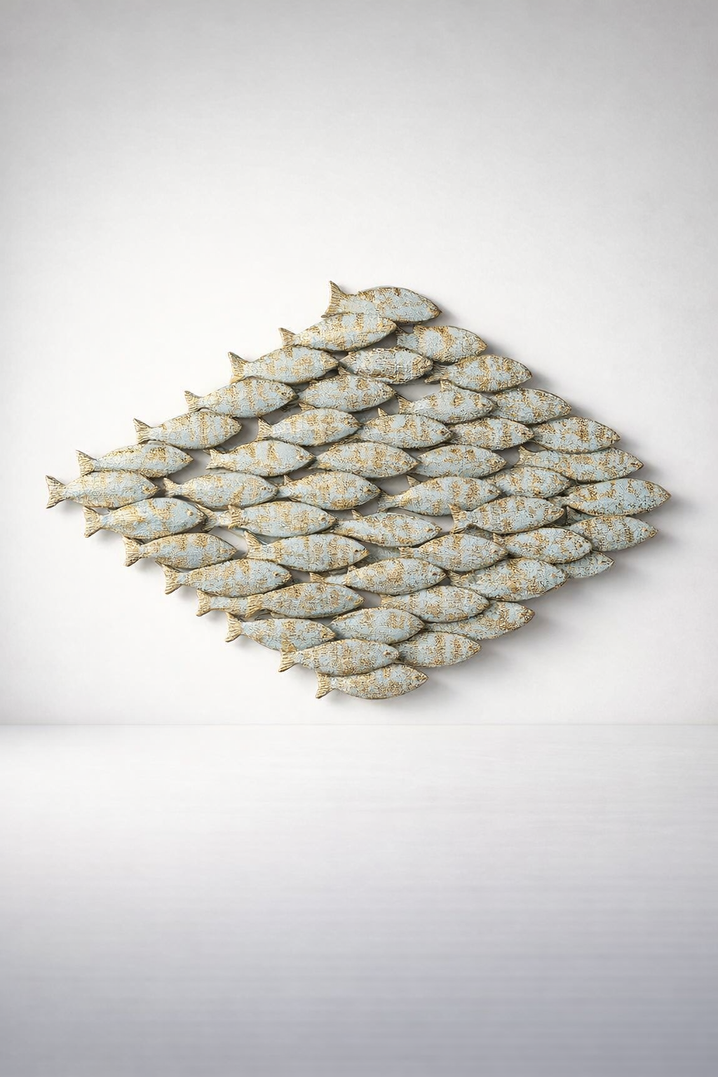 Aqua Gold Metal Fish Wall Decor