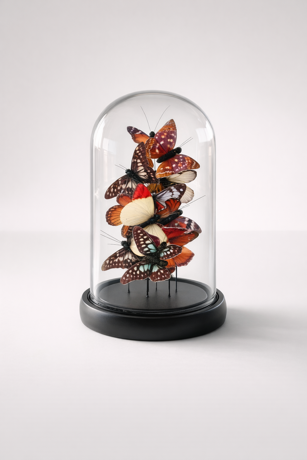 Small Glass Dome Brown Butterflies
