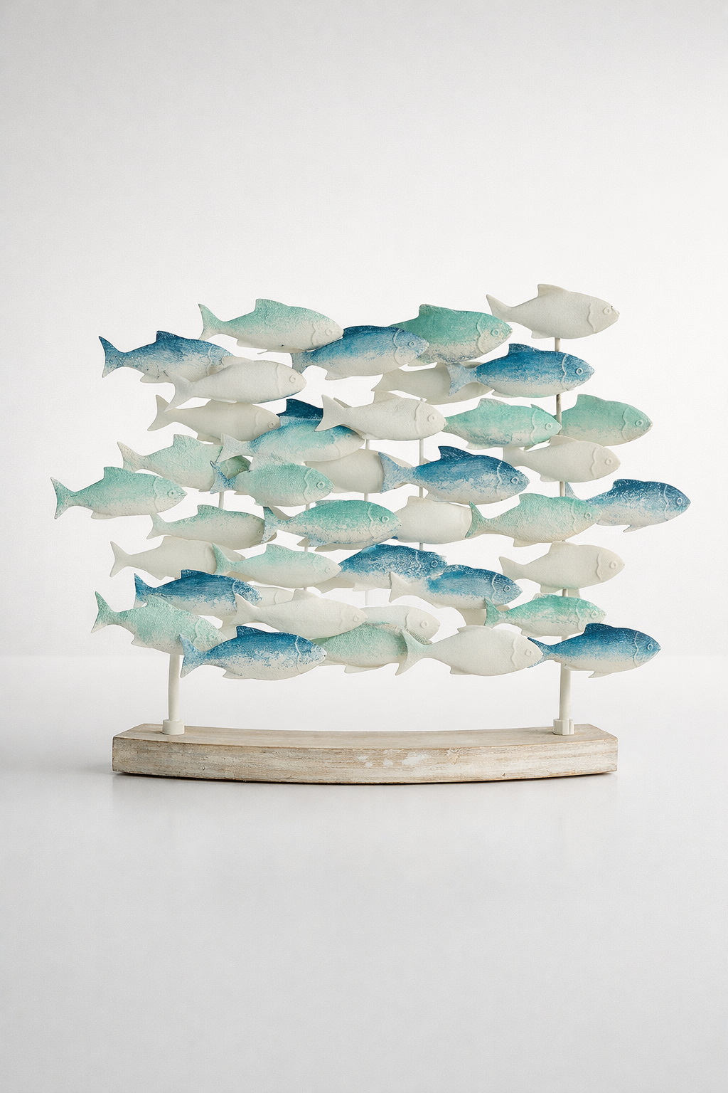 Turquoise/White Swimming Fish On Stand