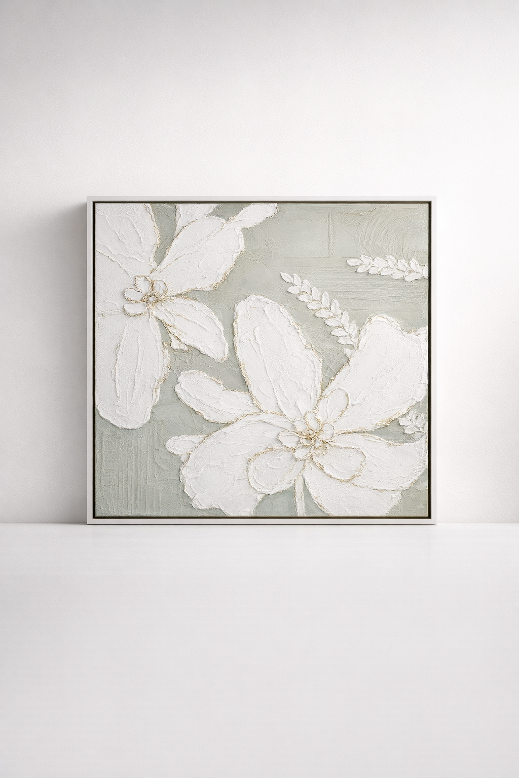 Large Handpainted White Flower Picture