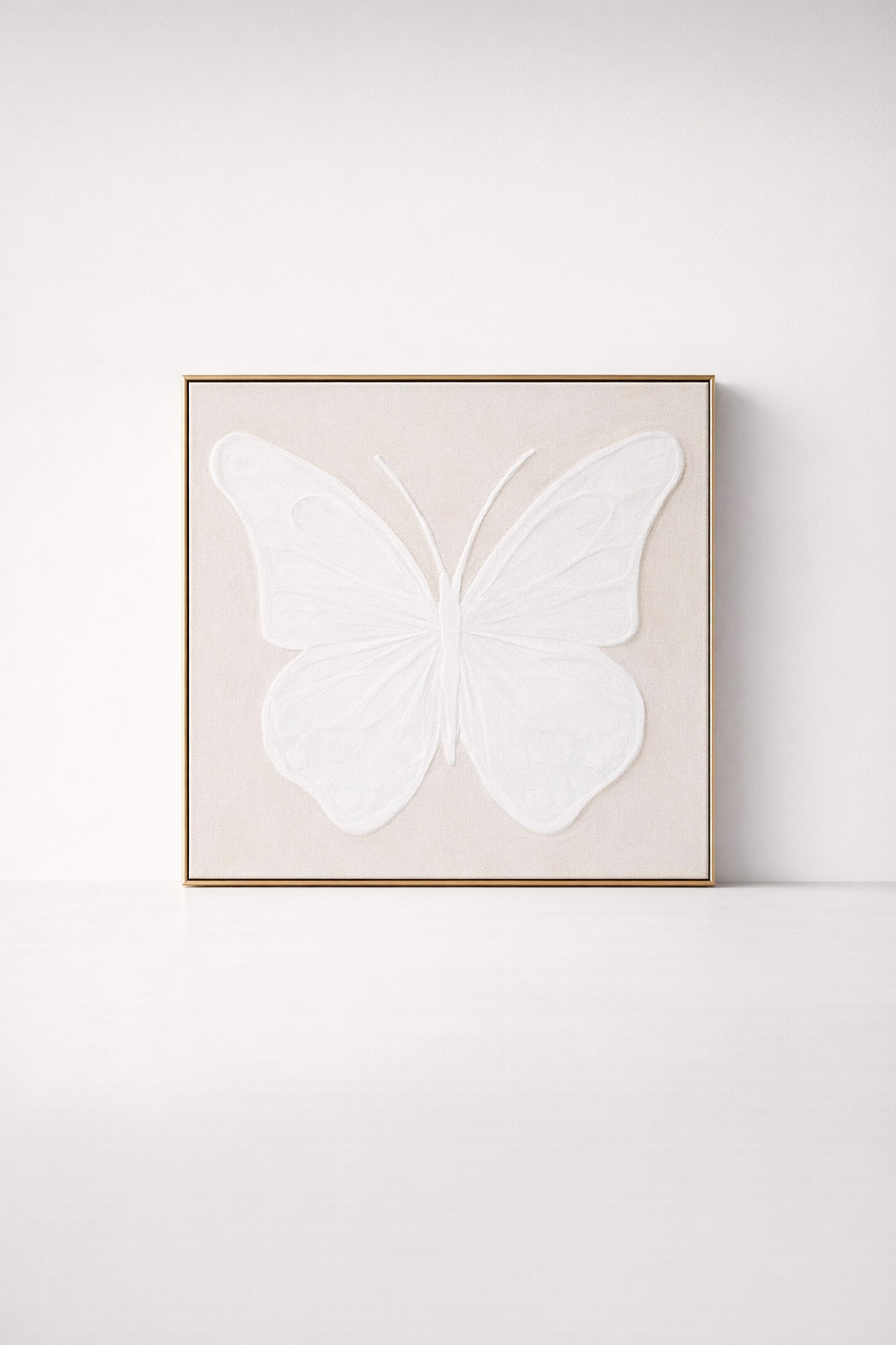 Large White Handpainted Butterfly Picture