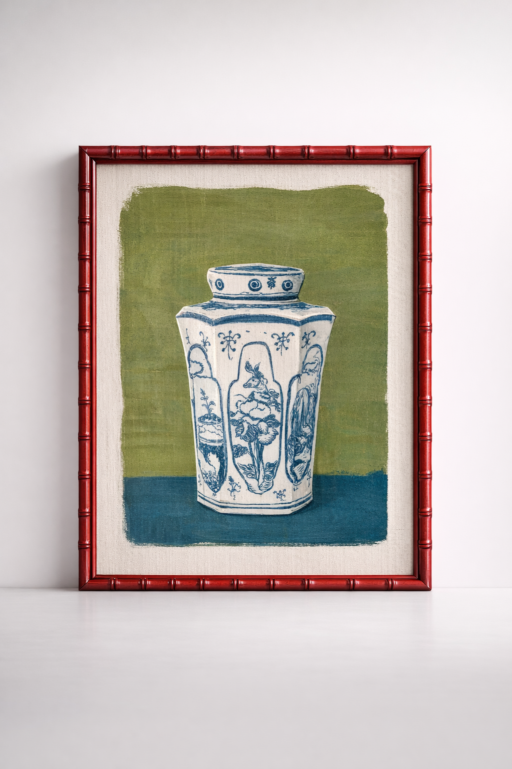 Blue & Green Jar Picture With Red Frame
