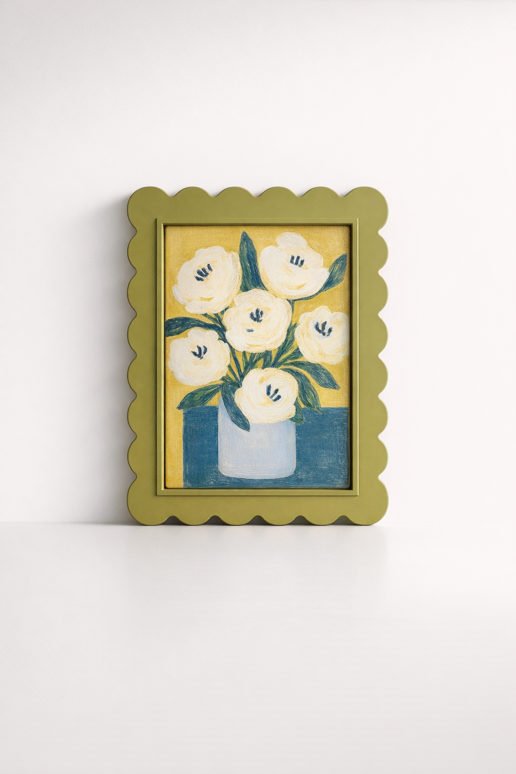 Green Scallop Frame Flower Picture