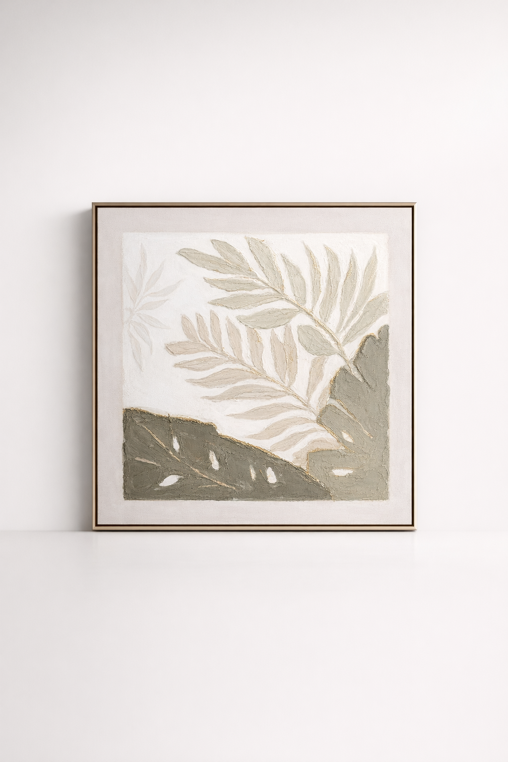 Large Handpainted Green Leaf Picture