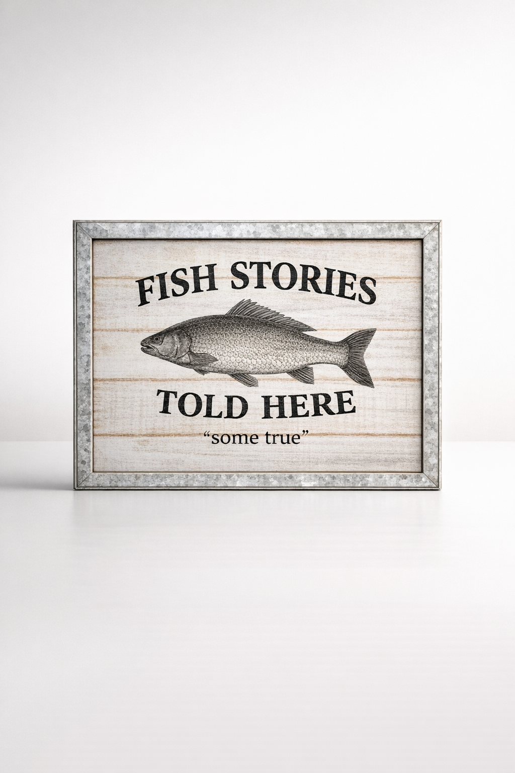 Wooden 'Fish Stories' Sign