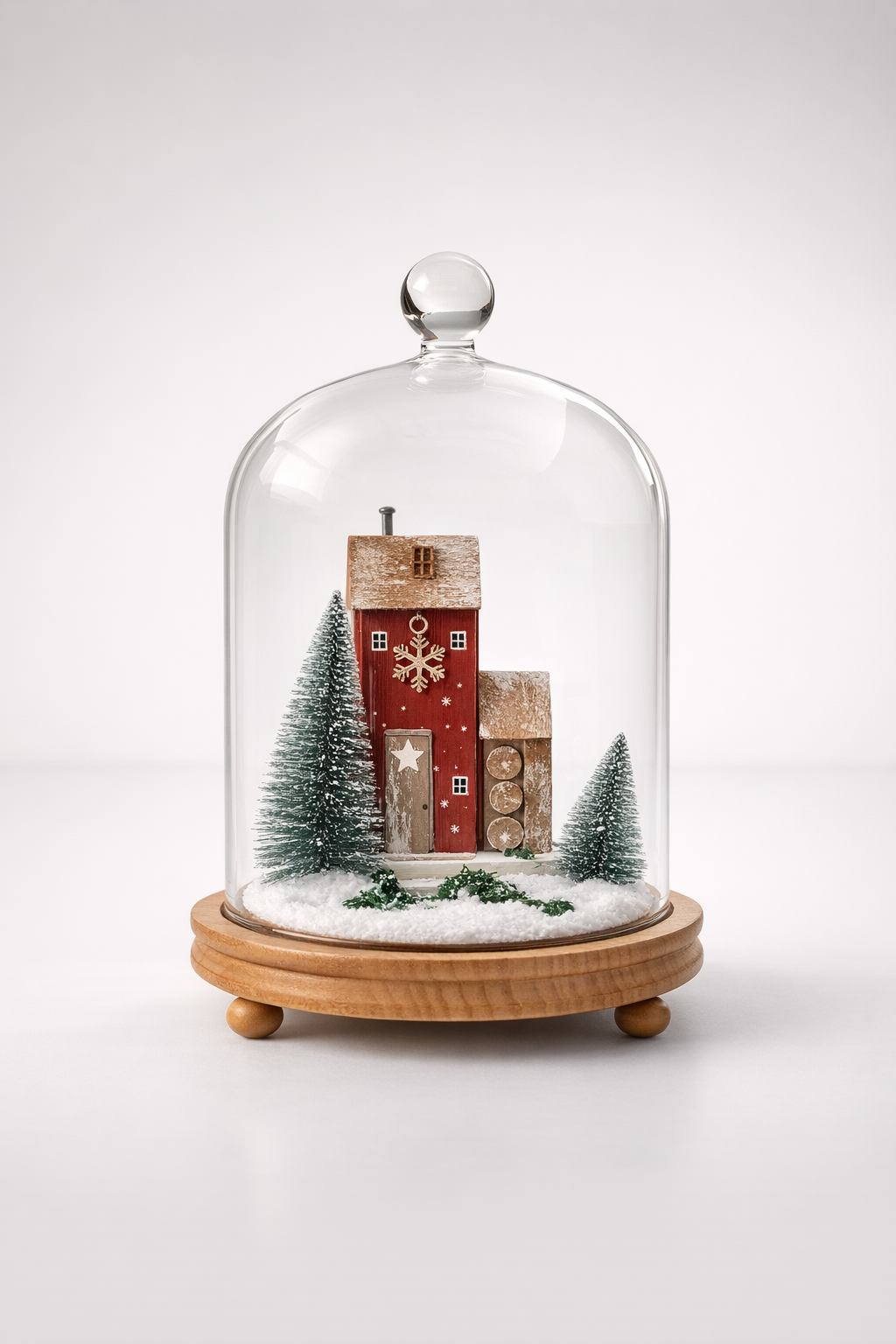 Christmas Scene In Glass Dome