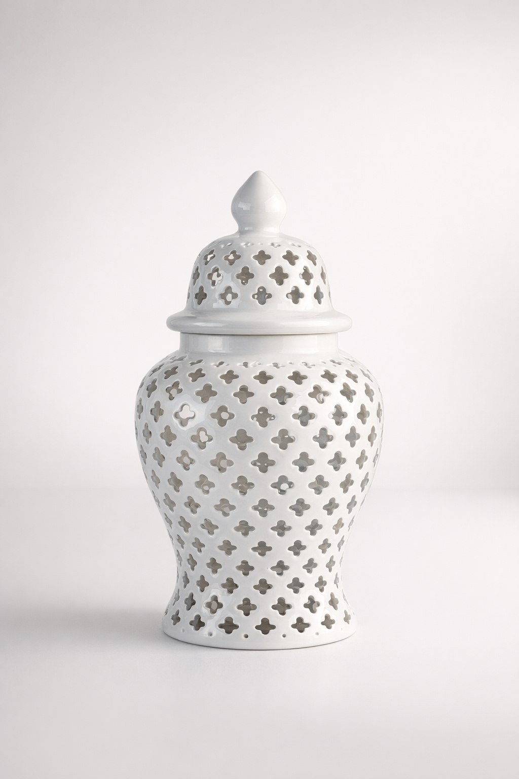 Medium White Cut-Out Ginger Jar