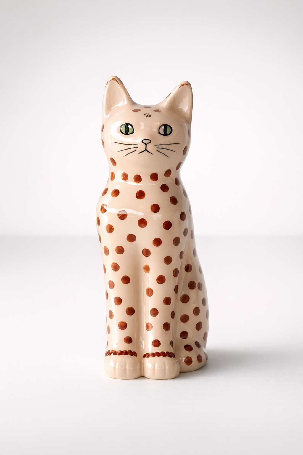 Tall Ginger Spotted Ceramic Cat