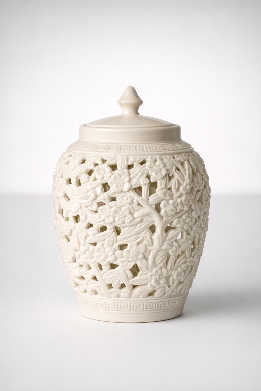 Small Flower & Leaf Cut-Out Ginger Jar