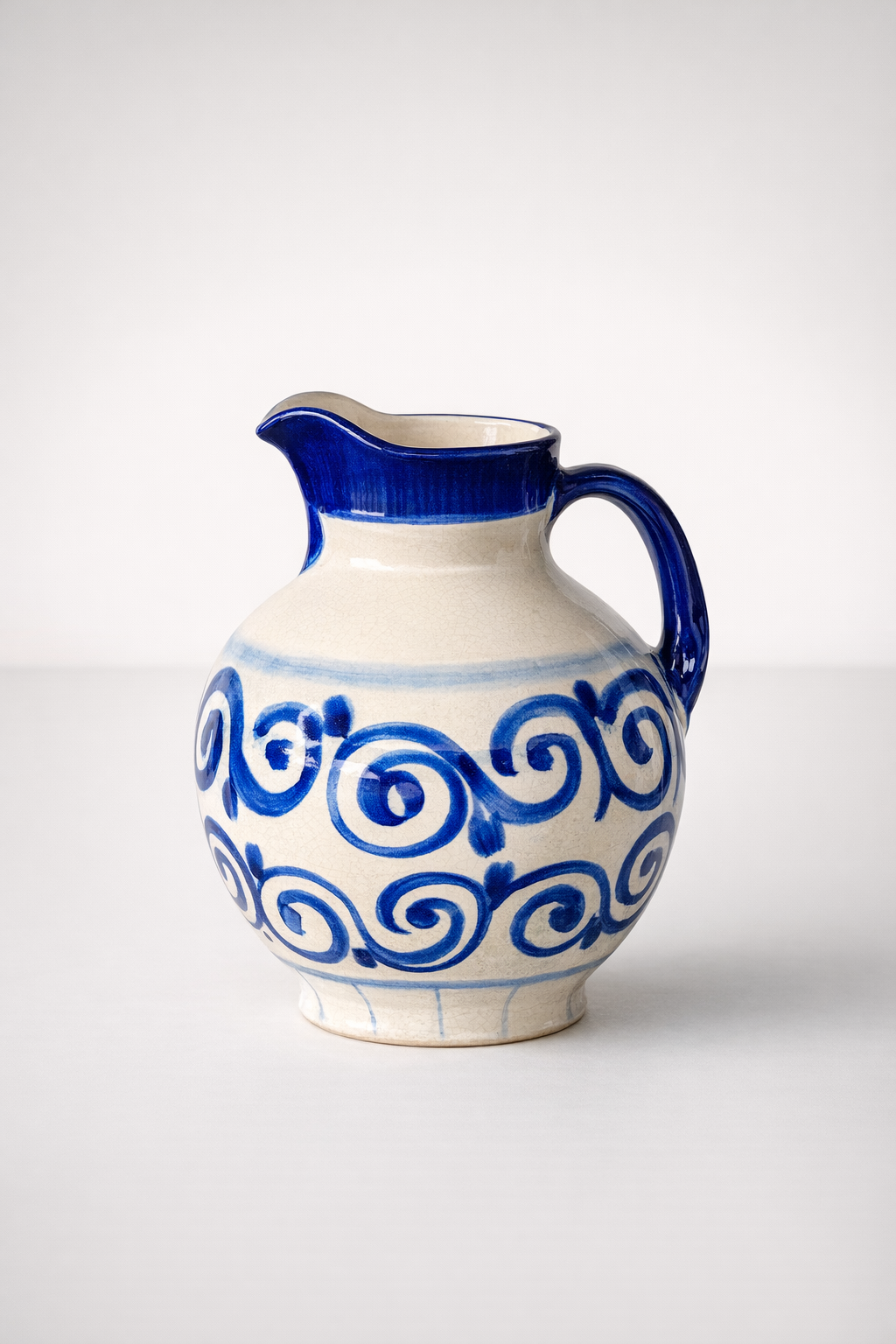 Large Blue Circle Ceramic Jug
