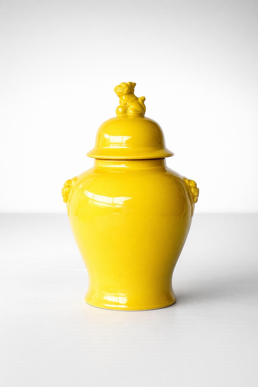 Large Yellow Ginger Jar Dog Lid