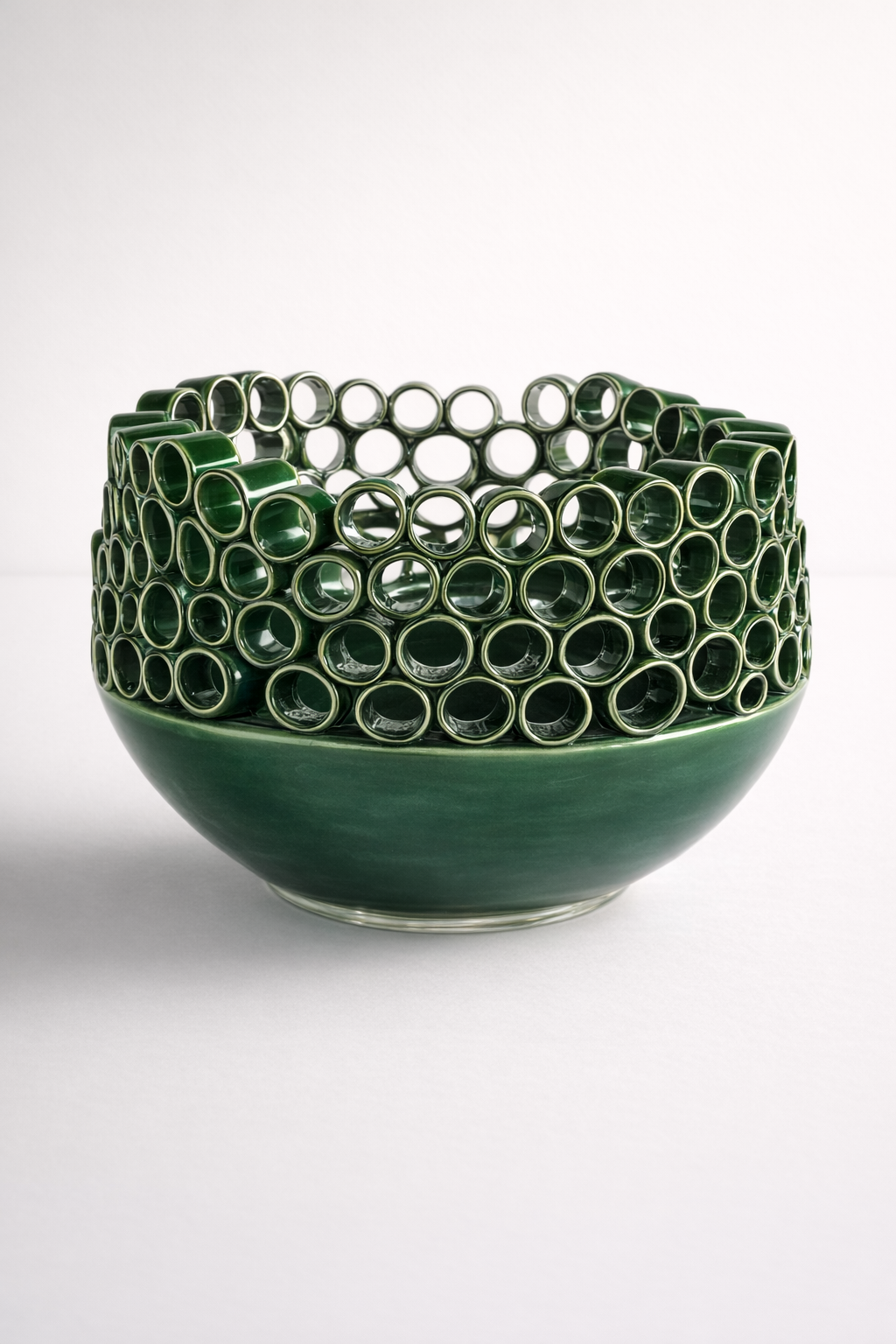 Dark Green Holey Ceramic Bowl