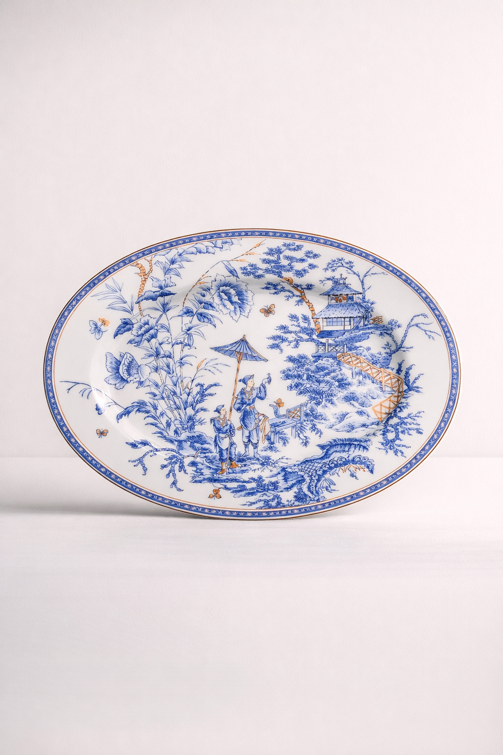 Blue Toile Bone China Oval Platter