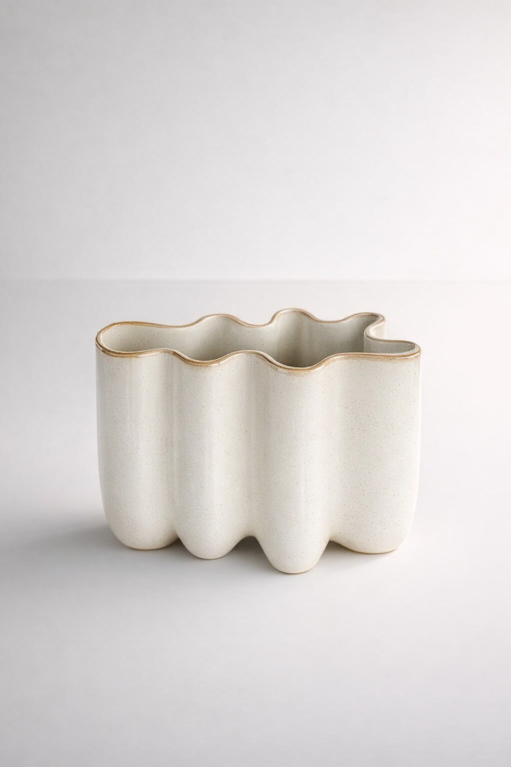 Ruffled Off White Jar