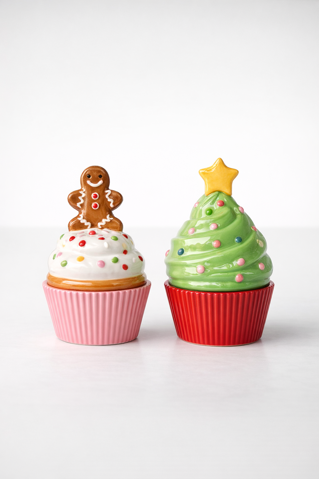 Set Of 2 Ceramic Cupcakes Lids