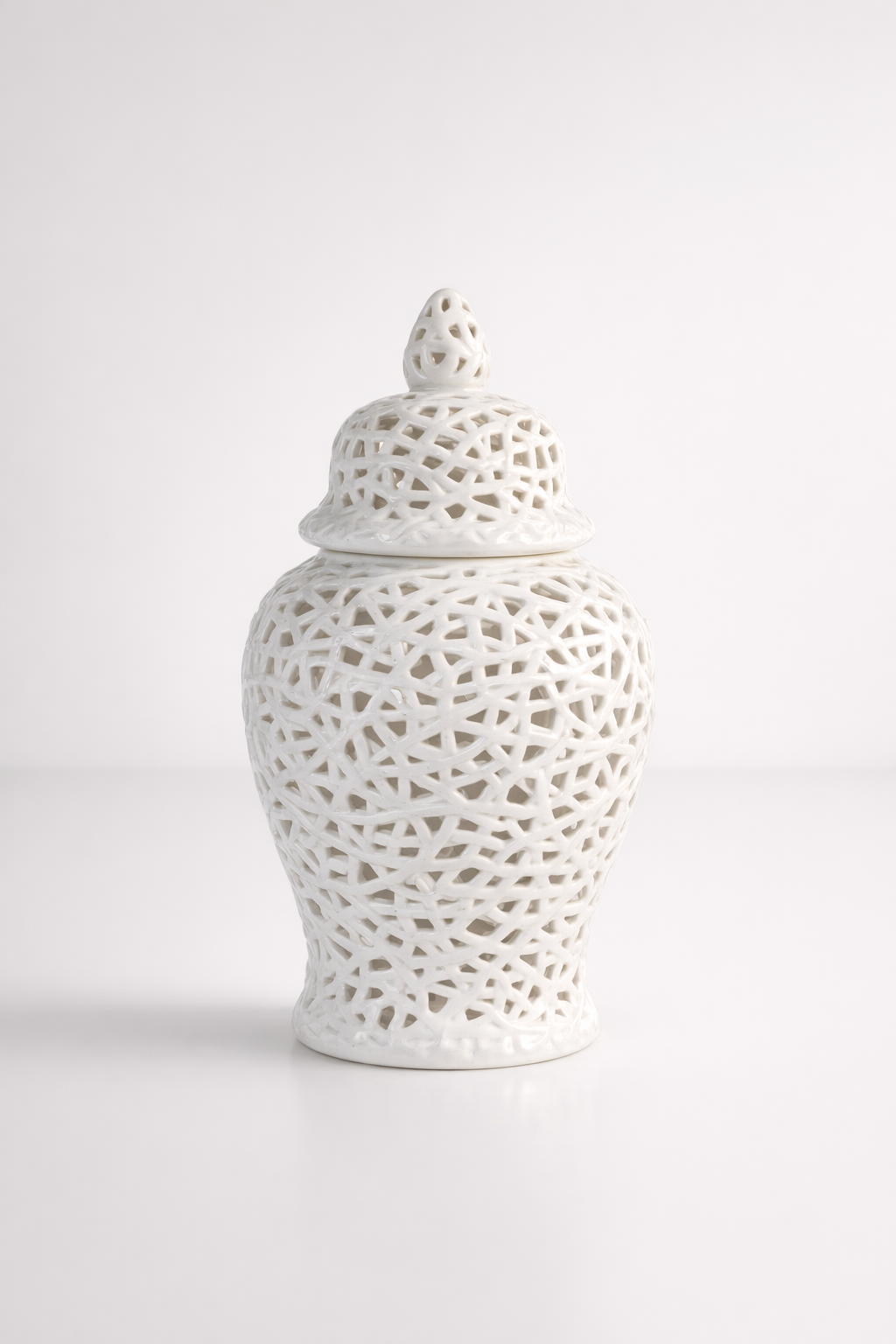 White Lattice Ginger Jar