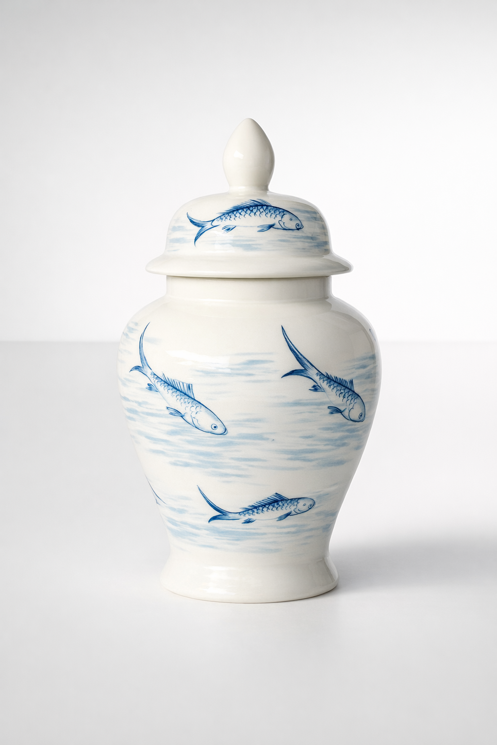 Blue & White Fish Ginger Jar